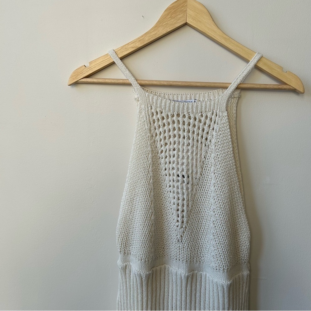 ZARA KNIT CREAM CROCHET MINI DRESS NWT - Picture 5 of 6